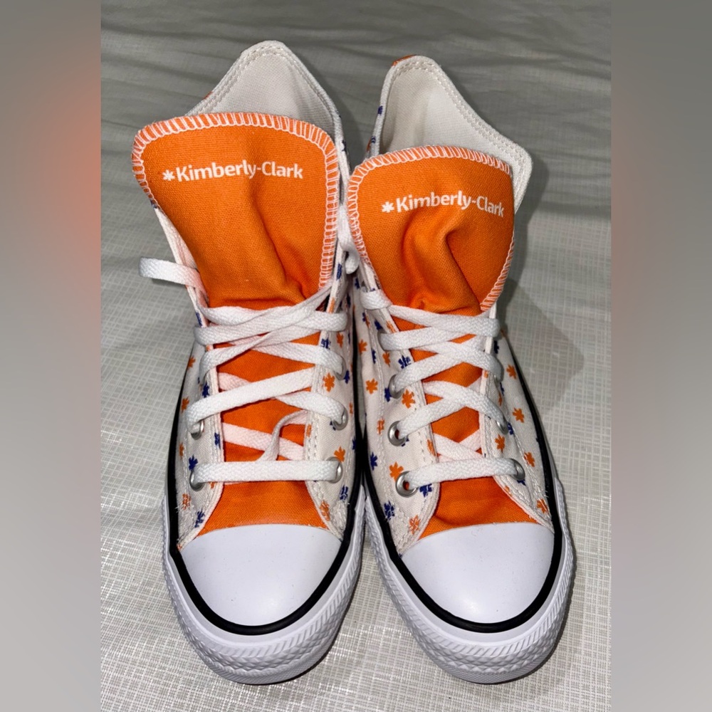Converse All Star Chuck Taylor New Women’s Sz 8 Orange Blue High-Top Sneakers - Picture 2 of 7